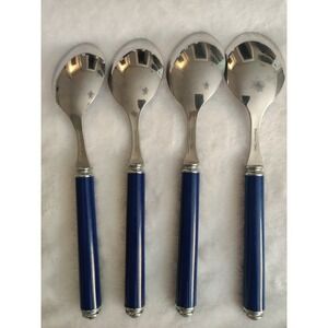 Vintage Oxford Hall Fashion Wear Blue Flatware Set of 4 Tablespoons Soup Spoons
